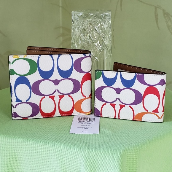 COACH 3-IN-1 WALLET RAINBOW SIGNATURE:NWT CHALK/RAINBOW PRIDE C9863 - Picture 2 of 11